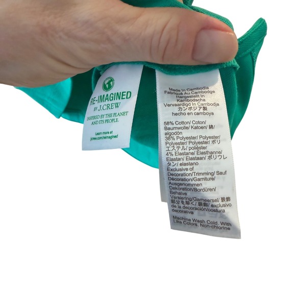 J. Crew Women's Medium Green‎ Cotton Blend Polo Shirt Short Sleeve Casual - Picture 4 of 6